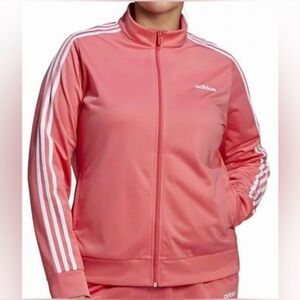 Adidas essentials Women's Coral pink track jacket size 3X white stripes